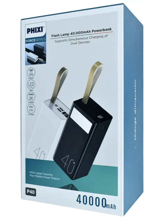 PowerBank 2xUSB c LED ліхтарем 40000 mAh