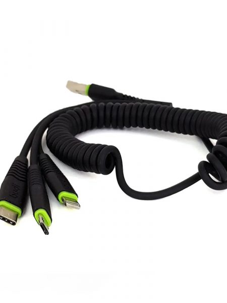 Кабель Budi Rapid Series 3-in-1 cable for IP+Micro+Type-C Black