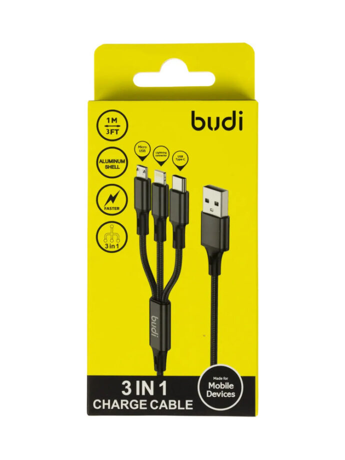 Універсальний кабель Budi 3в1 Micro usb Type C Lightning