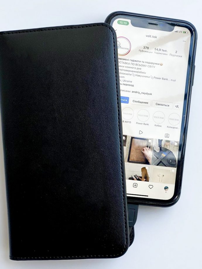 Smart портмоне з зарядкою з еко шкіри павербанк 6800 mah