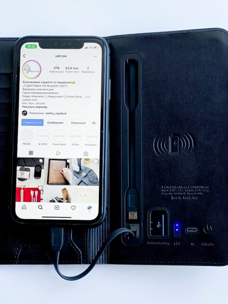 Smart портмоне з зарядкою з еко шкіри павербанк 6800 mah