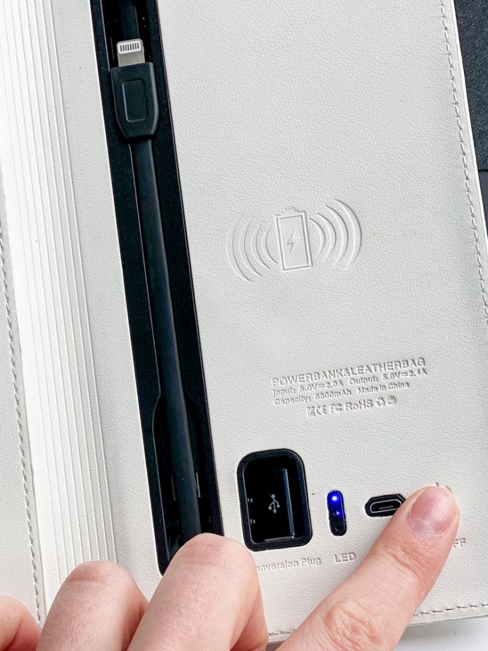 Smart портмоне з зарядкою з еко шкіри павербанк 6800 mah