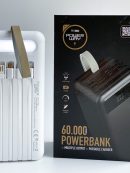 Зовнішній портативний акумулятор з вбудованими кабелями PowerWay TX60 60000 mAh