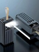 Зовнішній портативний акумулятор з вбудованими кабелями PowerWay TX60 60000 mAh