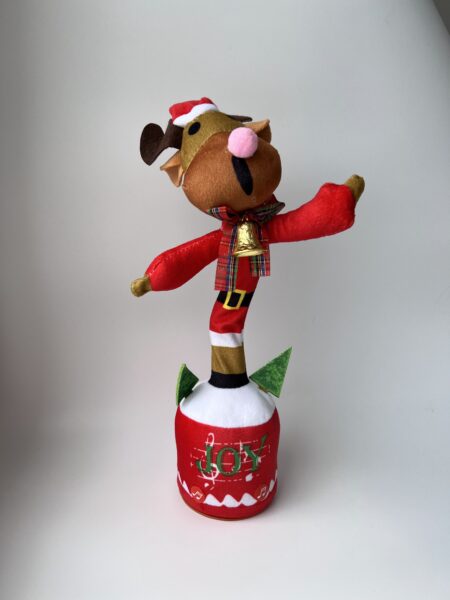 М'яка інтерактивна іграшка Танцюючий кактус Олень повторює слова і співає червона