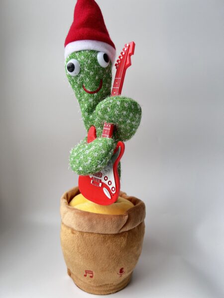 М'яка інтерактивна іграшка Танцюючий кактус з гітарою повторює слова і співає зелена