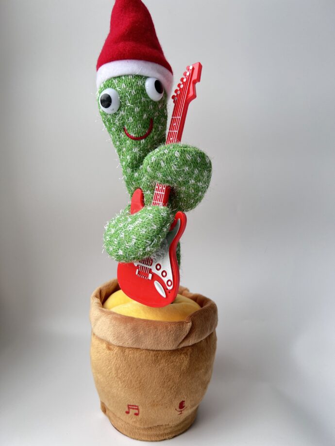 М'яка інтерактивна іграшка Танцюючий кактус з гітарою повторює слова і співає зелена