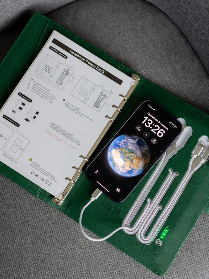 Smart блокнот London в зеленому кольорі павербанк 8 000 mAh