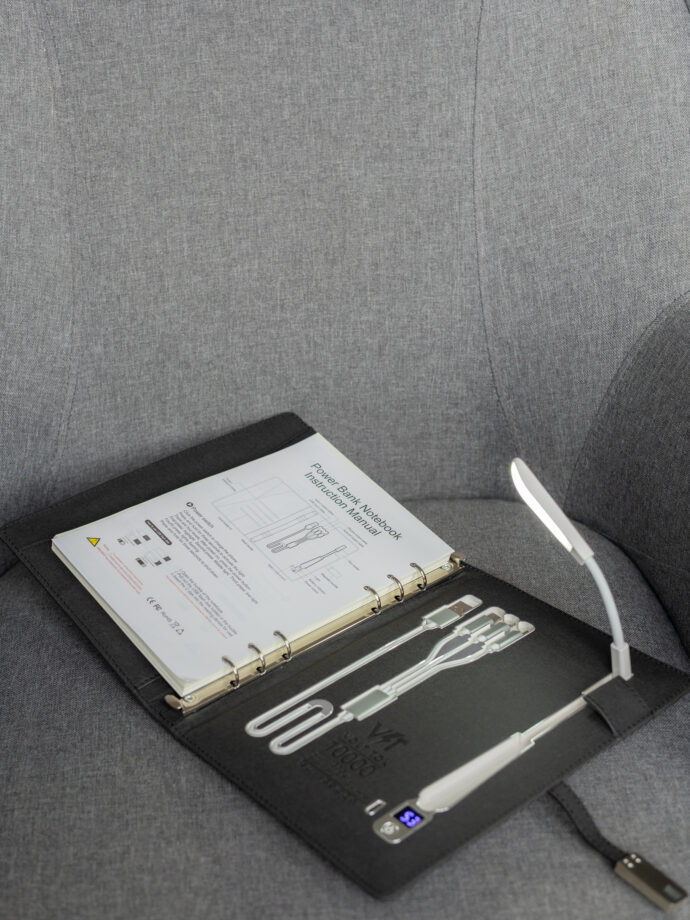 Smart блокнот з Ліхтарем та підсвіткою сірого кольору з зарядкою павербанк 10000 mAh