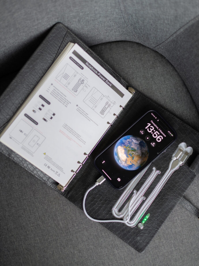 Smart блокнот London в сірому кольорі павербанк 8 000 mAh