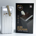 Зовнішній портативний акумулятор з вбудованими кабелями PowerWay TX60 60000 mAh - Зображення 9